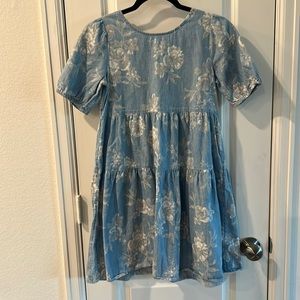 Girls Old Navy Chambray Floral Dress Size 14-16